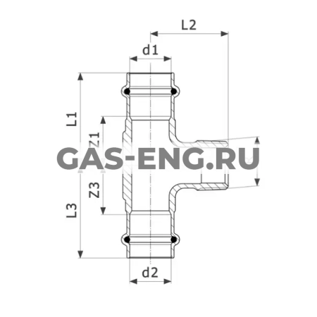 Тройник Sanpress с SC-Contur, модель 2217.1, Viega купить в интернет-магазине промышленного оборудования в Санкт-Петербурге
