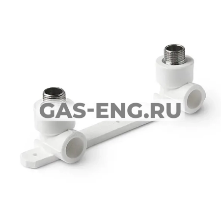 Угольник двойной PPR с креплением комбинированный НР, БЕЛЫЙ, Pro Aqua купить в интернет-магазине промышленного оборудования в Санкт-Петербурге