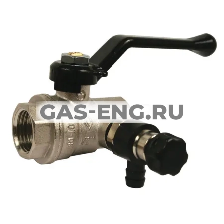 Шаровой латунный кран ВР-ВР полнопроходной, с рукояткой, со спускным клапаном, Ду 15-25 Ру 40-64, Bugatti серии 330 Oregon купить в интернет-магазине промышленного оборудования в Санкт-Петербурге