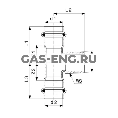 Тройник Sanpress Inox с SC-Contur ВПр-НР, модель 2317.1, Viega купить в интернет-магазине промышленного оборудования в Санкт-Петербурге
