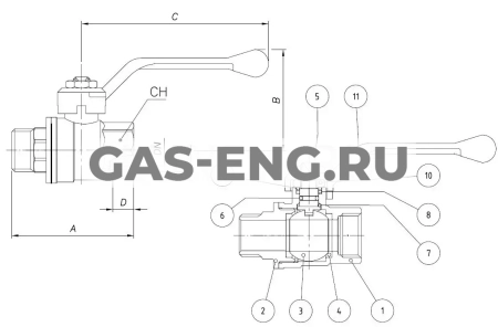 Шаровой латунный кран НР-ВР полнопроходной, с рукояткой, Ду 15-50 Ру 25-64, Bugatti серии 305 Oregon купить в интернет-магазине промышленного оборудования в Санкт-Петербурге