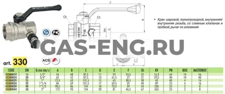 Шаровой латунный кран ВР-ВР полнопроходной, с рукояткой, со спускным клапаном, Ду 15-25 Ру 40-64, Bugatti серии 330 Oregon купить в интернет-магазине промышленного оборудования в Санкт-Петербурге