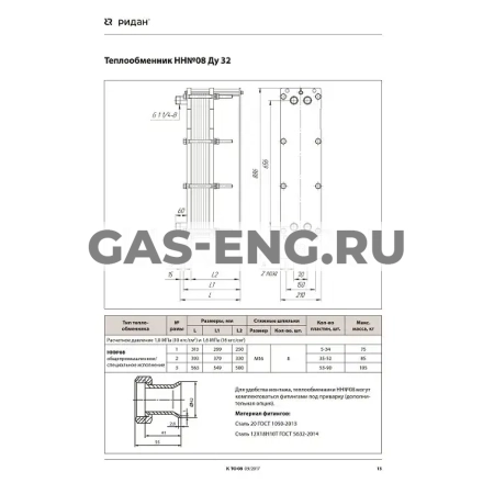 Разборный пластинчатый теплообменник НН№08, Ридан купить в интернет-магазине промышленного оборудования в Санкт-Петербурге