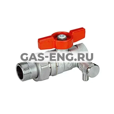 Шаровой кран латунный стандартнопроходной, ВР-НР, ручка-бабочка, с отводом и сливом, Giacomini R259DS купить в интернет-магазине промышленного оборудования в Санкт-Петербурге